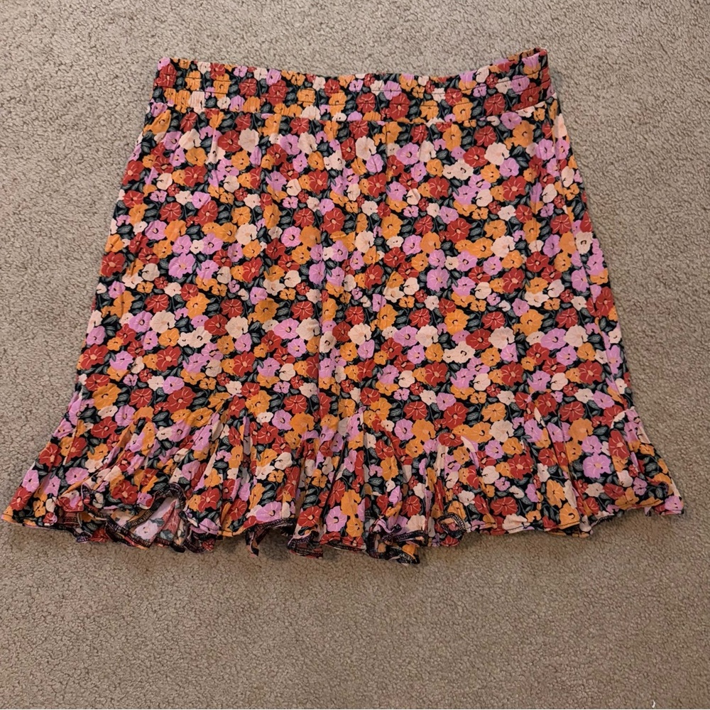 Floral Ruffle Hem Skirt